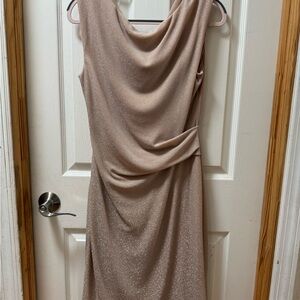 Shimmering Tan Sleeveless Midi Dress